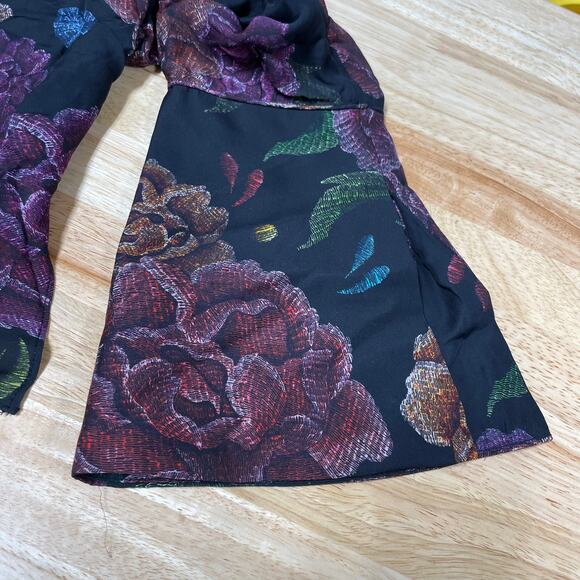 Robert Graham NWOT Silk Brenna Floral Printed Tie-Neck Shift Dress Size S Purple - Picture 10 of 14